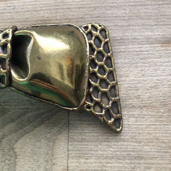 Vintage Signed Exart Mexico Brass On Silvertone Handmade Bow Belt Buckle main image 7